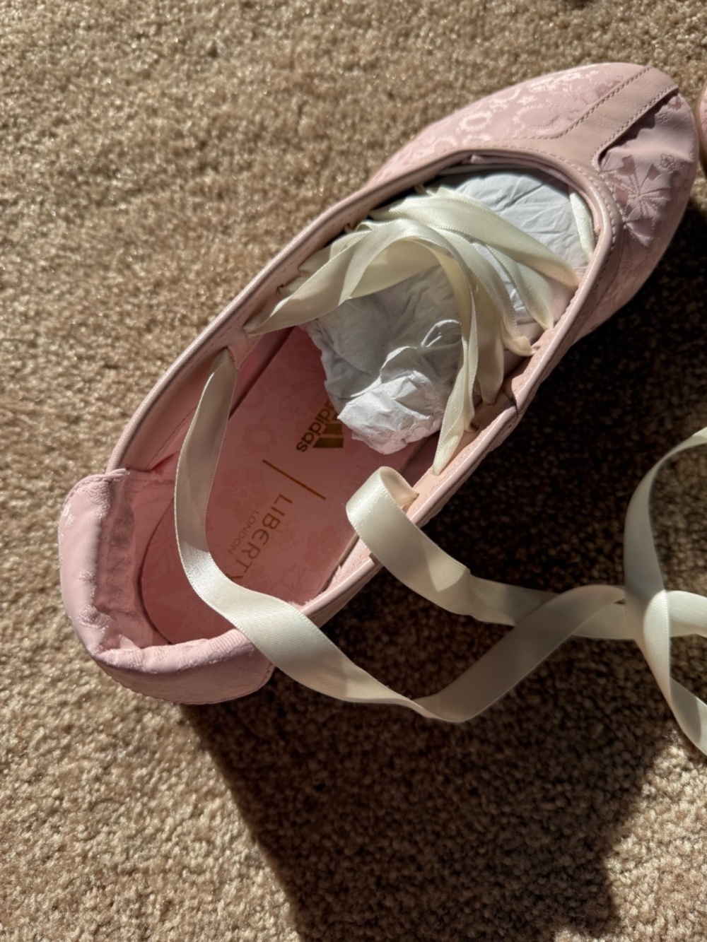 adidas Pink Satin Ballet Flats with Ribbon Laces - Picture 6 of 9